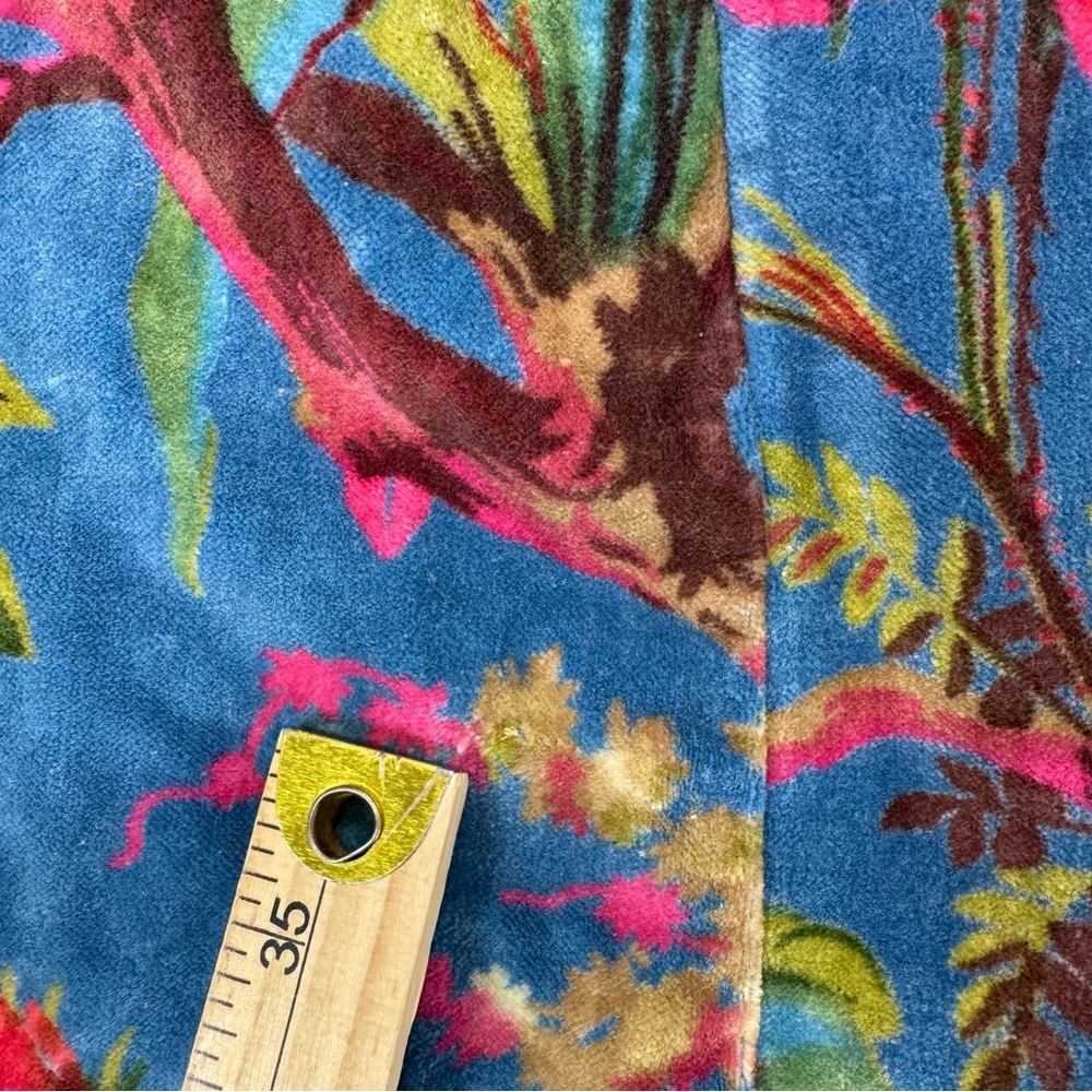 Vikolino Velvet Luxury Jacket Coat Blue Bird Printed Long Jacket Bohemian Coat - Picture 8 of 16